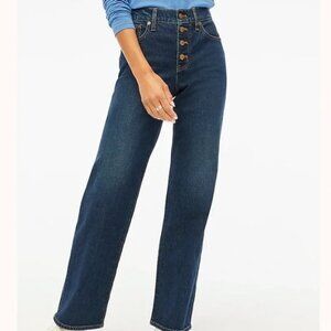 J Crew Full-Length Wide-Leg Jean in All-Day Stretch Space Navy Wash Sz 34 NWT